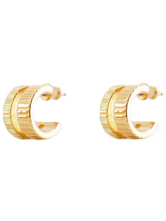 Ivi Mini Slot Earring  - Egg Shell - Or In Gold