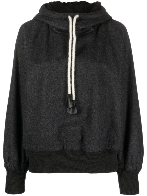 Jil Sander Drawstring Gray Sweatshirt In Black
