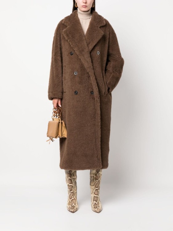Shop Max Mara Faux-shearling Coat In Brown