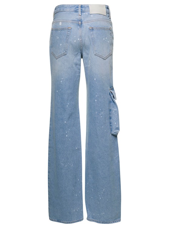 Shop Off-white Light Blue Jeans With Cargo Pocket And Paint Stains In Cotton Denim