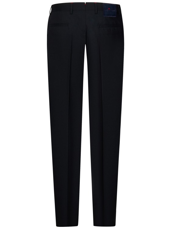 Shop Kiton Tailored Black Wool Trousers
