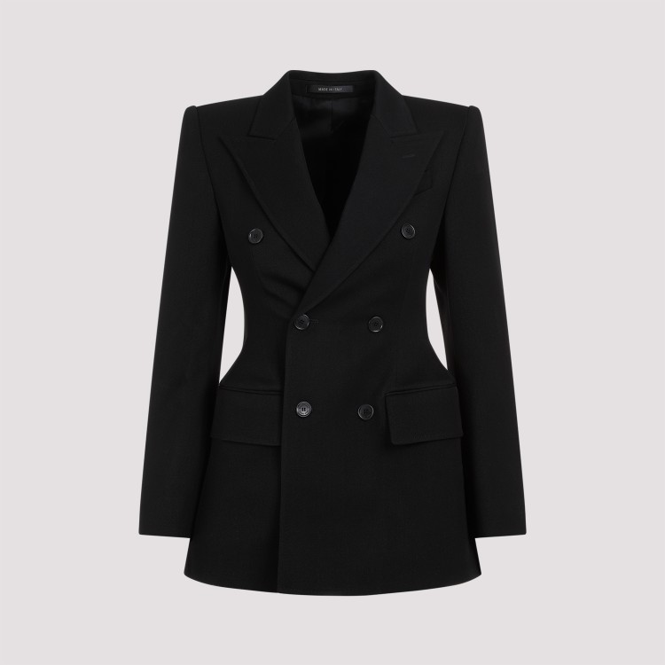 Balenciaga Hourglass Wool Blazer In Black