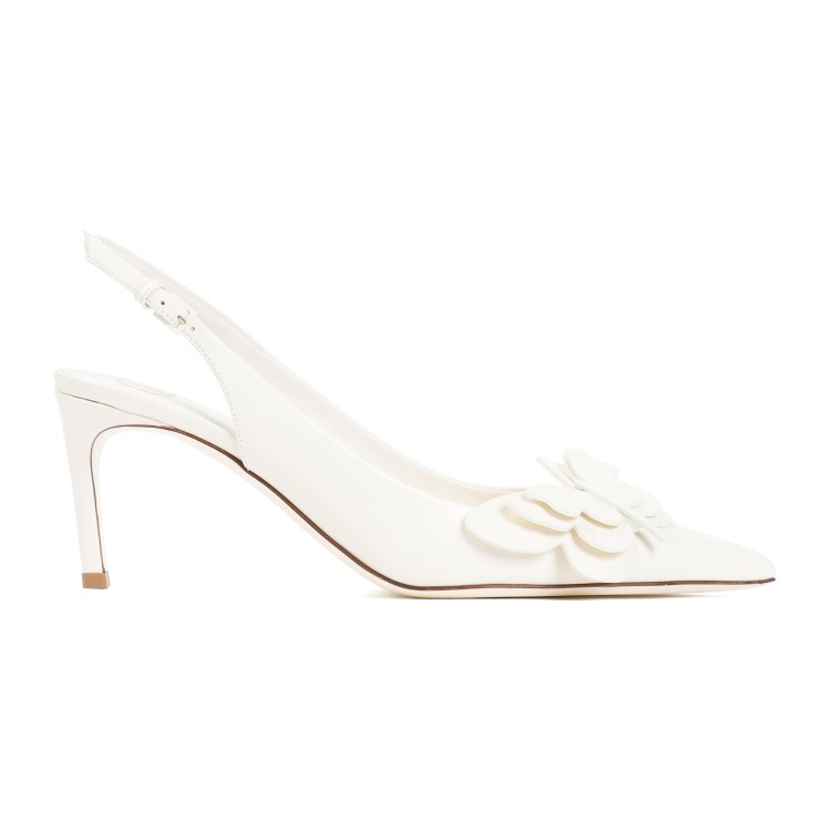 Shop Valentino Archive Butterfly Ivory Calf Leather Slingback In White