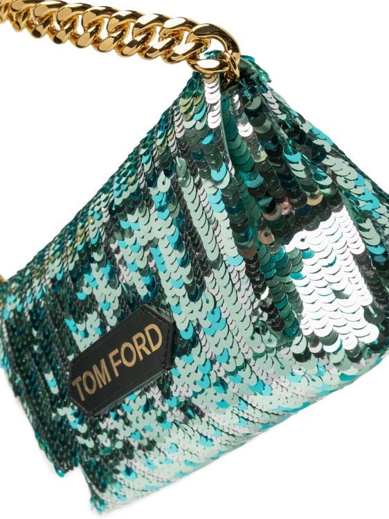 Shop Tom Ford Sequinned Mini Chain Bag In Green