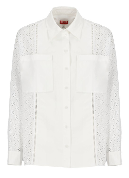 Shop Kenzo Broderie Anglaise Shirt In White