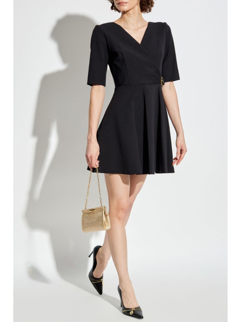 Versace Jeans Couture Logo-buckle Mini Dress In Black