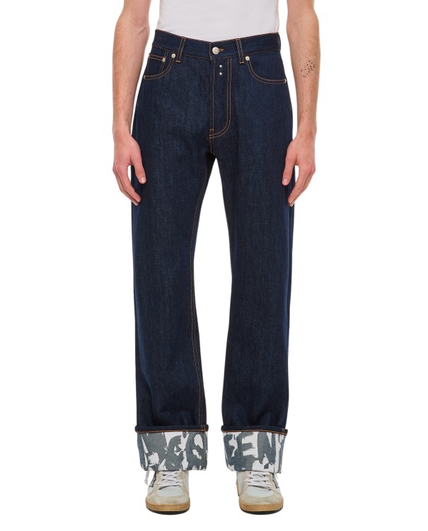 Alexander Mcqueen Mens Indigo Turn-up Folded-hem Regular-fit Jeans In Black