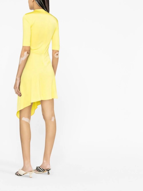 Shop Stella Mccartney Asymmetric Yellow Mini Dress In Gold