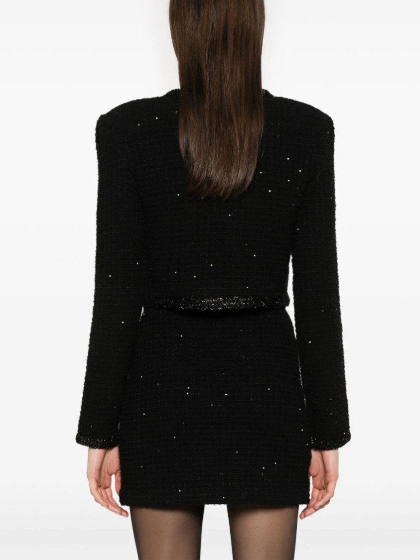 Self-portrait Self Portrait Women's Short Jacket With Sequins In Black