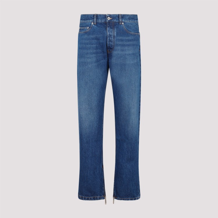 Shop Off-white Skate Medium Blue Cotton Jeans