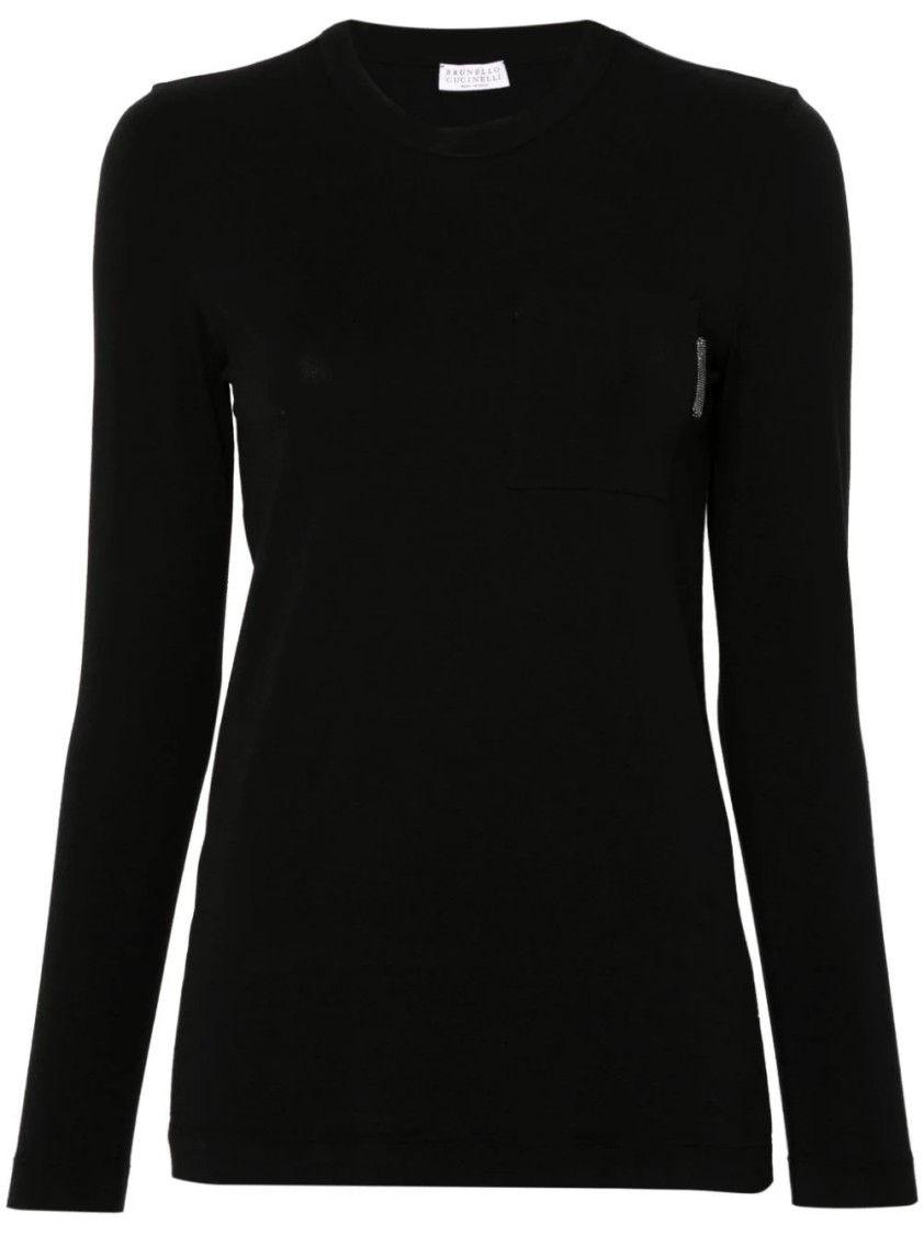 Brunello Cucinelli Chest-pocket T-shirtt In Black