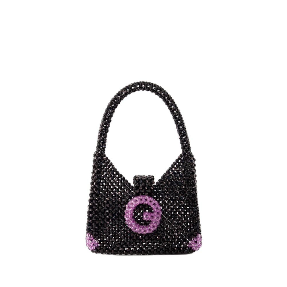 Germanier Beaded Hobo Bag - Beads - Black In Black