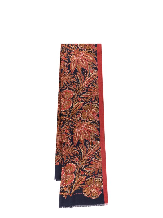 Shop Etro Floral Motif Cashmere And Silk Scarf In Brown