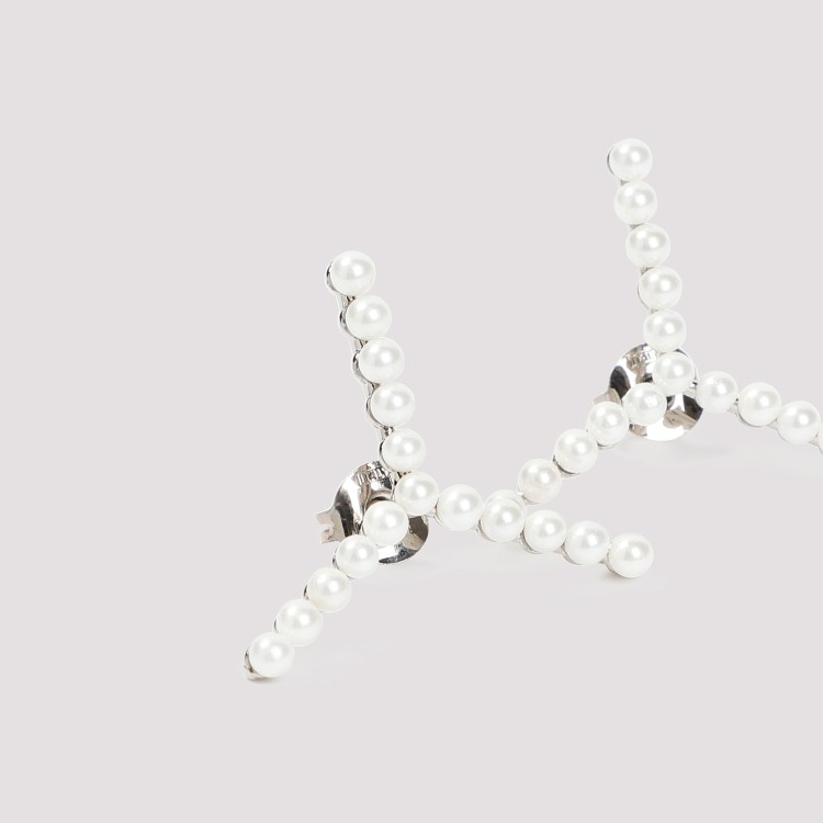 Shop Y/project Silver With White Pearls Mini Y Earrings In Not Applicable
