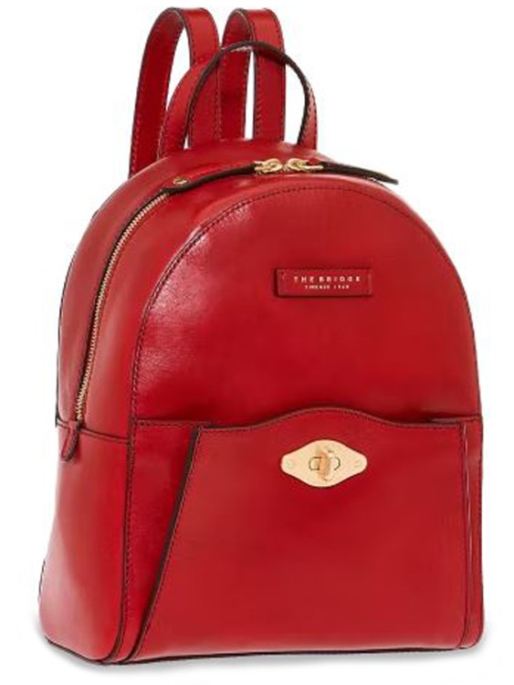 The Bridge Leather Backpack In Red