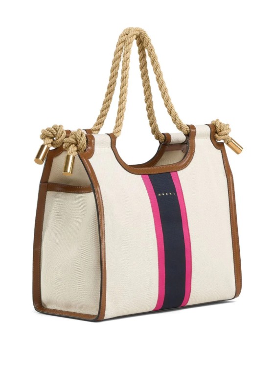 Shop Marni Multicolored  Striped Canvas Bag