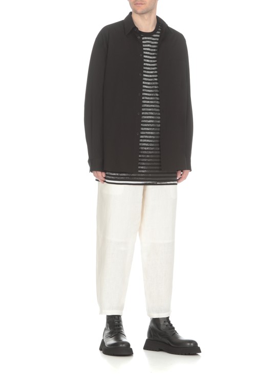 Shop Yohji Yamamoto Ivorypour Homme Linen And Cotton Trousers In White