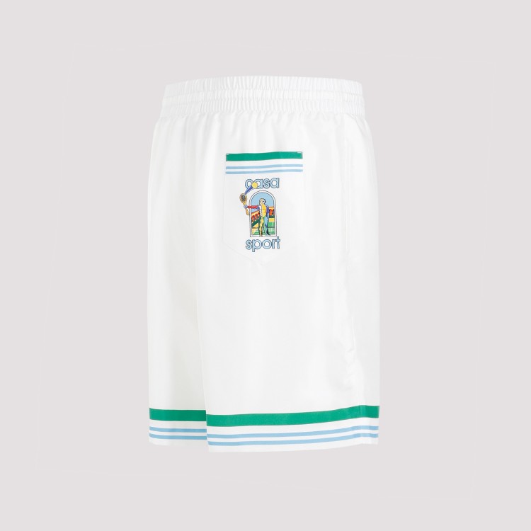 Shop Casablanca Le Jeu Colorè White Silk Shorts