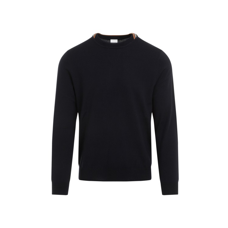 Paul Smith Very Dark Navy Wool Sweater In Black