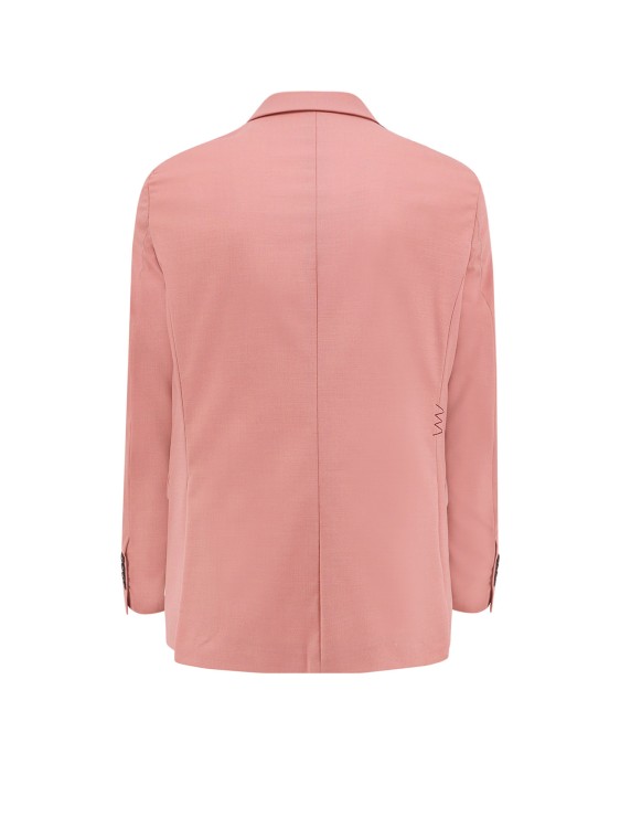 Shop Amaranto Wool Blend Blazer With Logoed Label In Pink