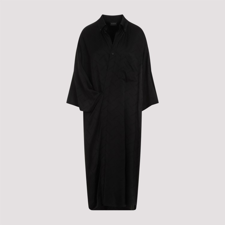 Shop Balenciaga Black Short Sleeves Wrap Dress