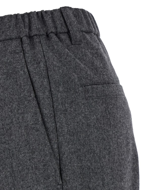 Brunello Cucinelli Grey Pants With Elastic Waistband In Wool And Cashmere In Grey
