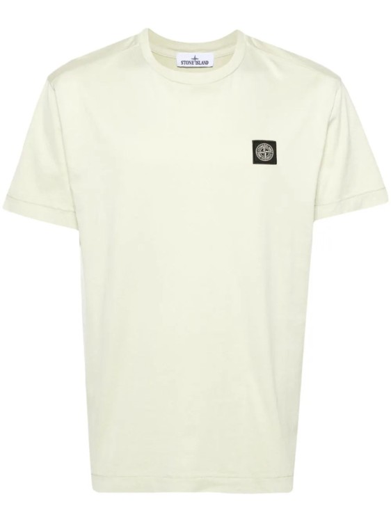 Stone Island Compass-appliqué Black Cotton T-shirt In White