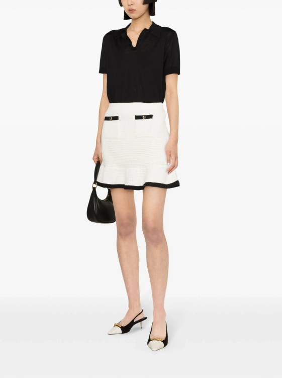 Shop Self-portrait Crochet Mini Skirt White/black