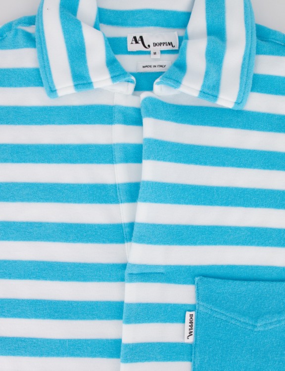 Shop Doppiaa Soft Terry Polo Shirt In Blue