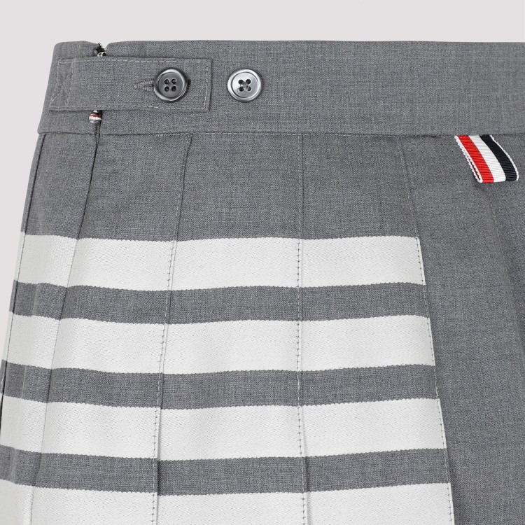 Shop Thom Browne Gray 4-bar Pleated Miniskirt In Grey