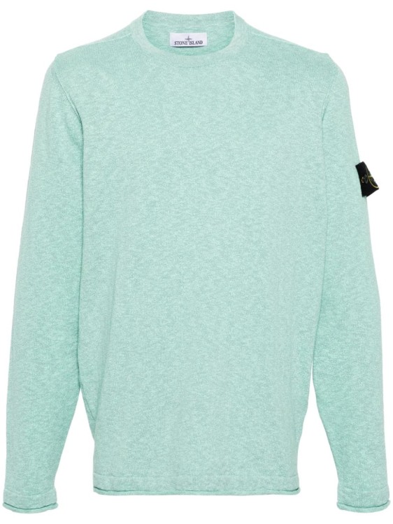 Shop Stone Island Compass-badge Rolled-trim Jumper In Green