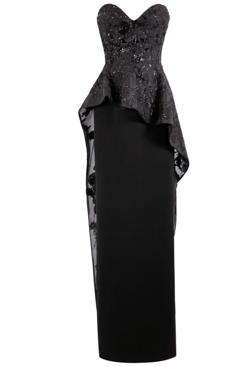 Saiid Kobeisy Strapless Embroidered Dress In Black