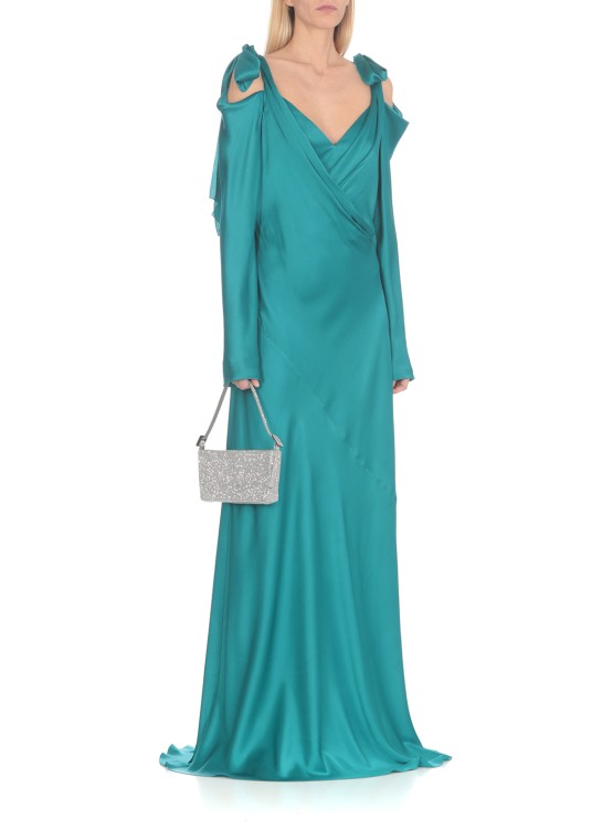 Shop Alberta Ferretti Silk Blend Long Dress In Blue