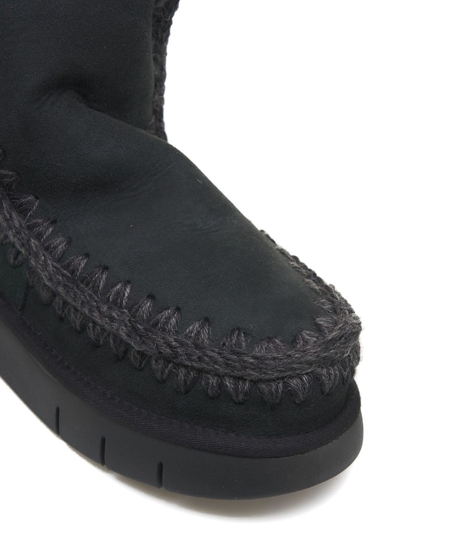 Mou Eskimo Bounce Suede And Shearling Ankle Boots In Black