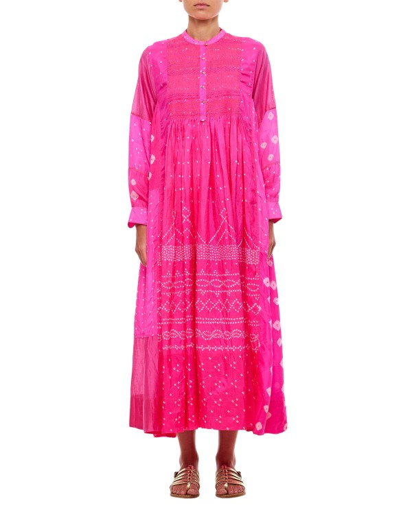 Injiri Cotton And Silk Midi Dress In Rose