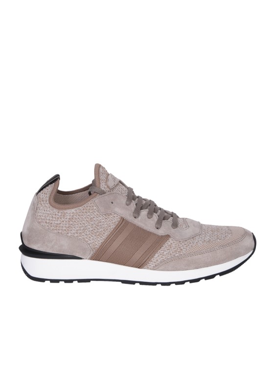 Shop Brioni Brown Knit Sneakers In Pink