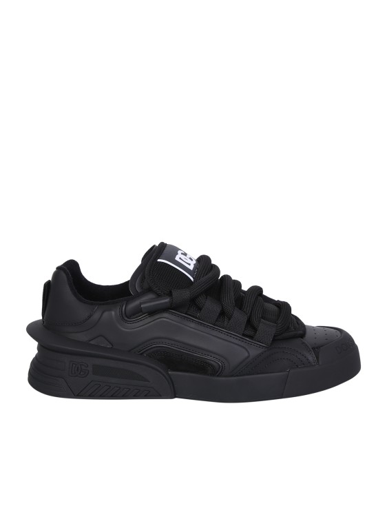 DOLCE & GABBANA BLACK LEATHER SNEAKERS