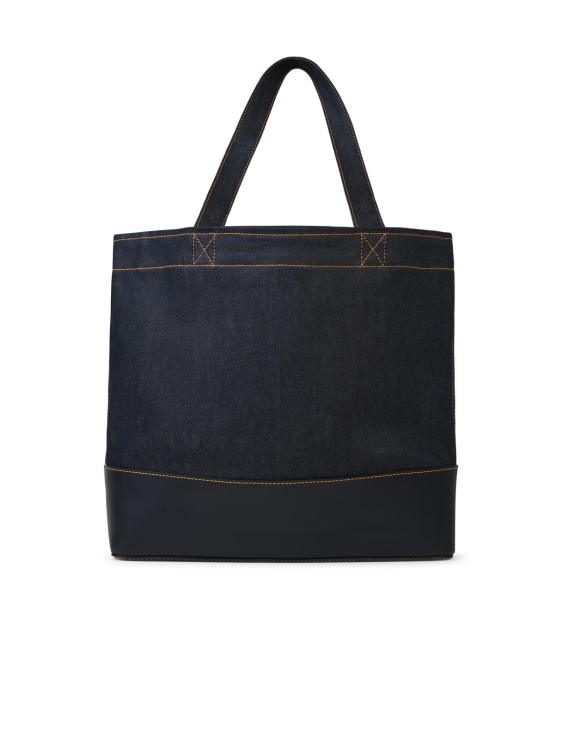 Shop Apc Large 'shopping Axel' Navy Denim Bag In Black