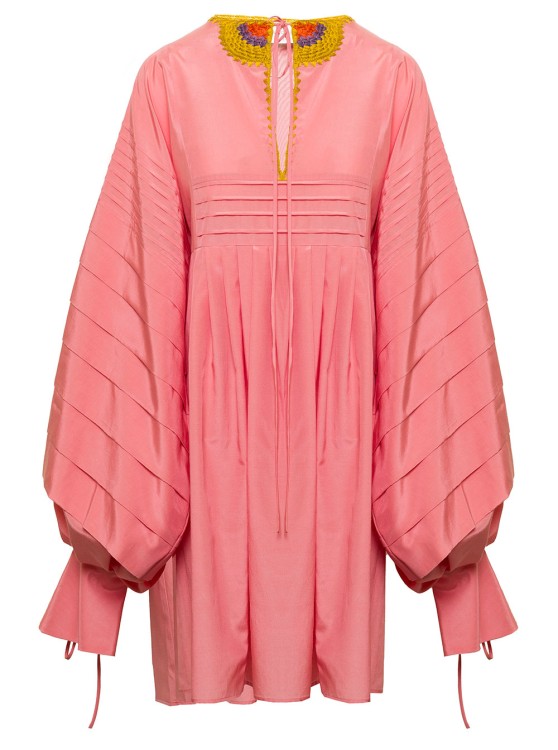 Shop Mario Dice Pink Cotton Blend Dress In Burgundy