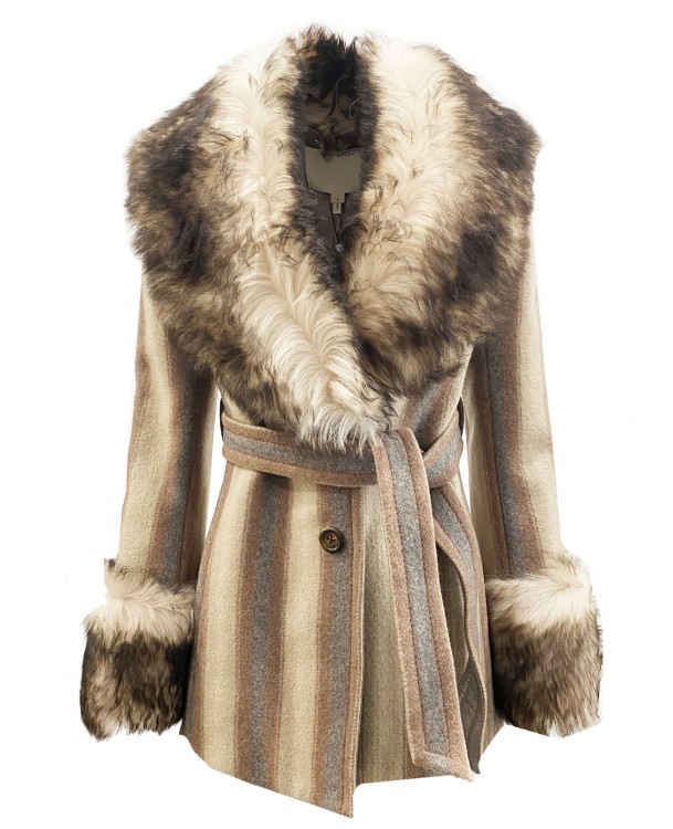 Shop Marc Jacobs Fur Trim Coat In Neutrals