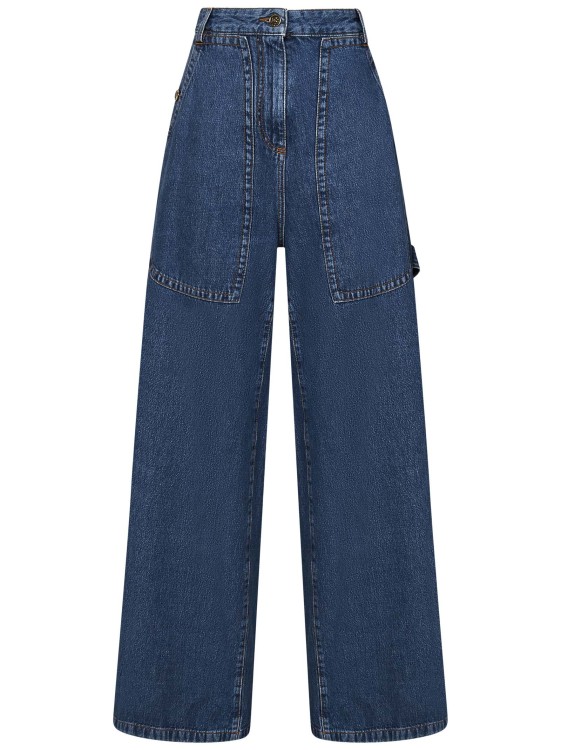 Etro Wide-leg Light Blue Cotton Denim Cargo Jeans