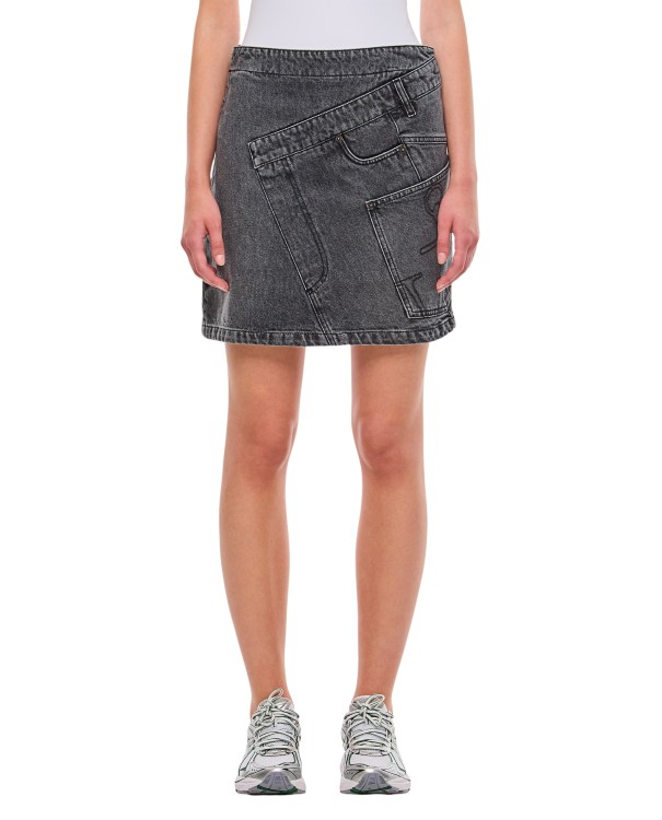 Jw Anderson Denim Twisted Skirt In Grey