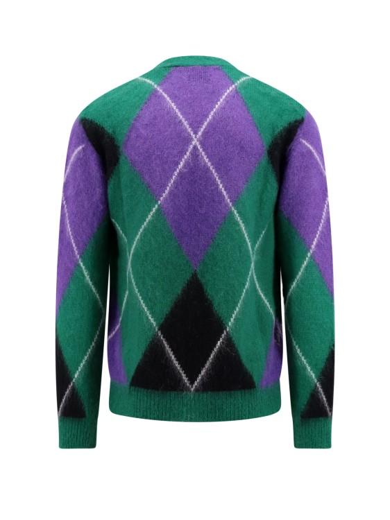 Shop Amaranto Mohair Blend Cardigan With Geometric Embroideries In Green