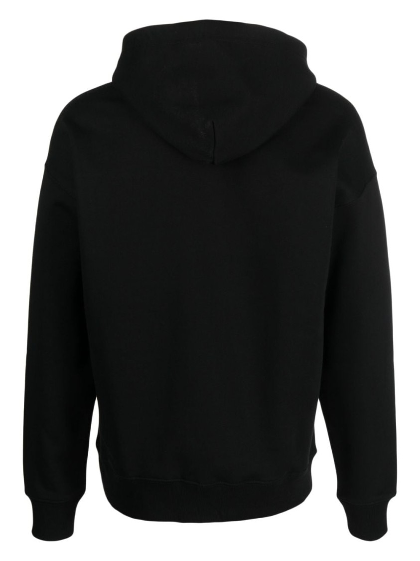 Shop Diesel Classic Cotton Hoodie With Ribbed Detail And Front Pocket In Black