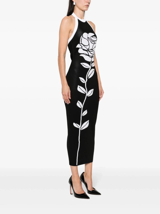 Shop Balmain White/black Floral-jacquard Maxi Dress