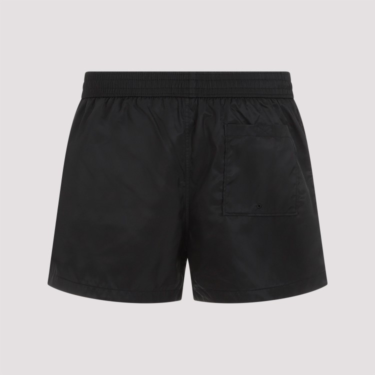 Shop Off-white Stamp Black White Polyester Swim Shorts