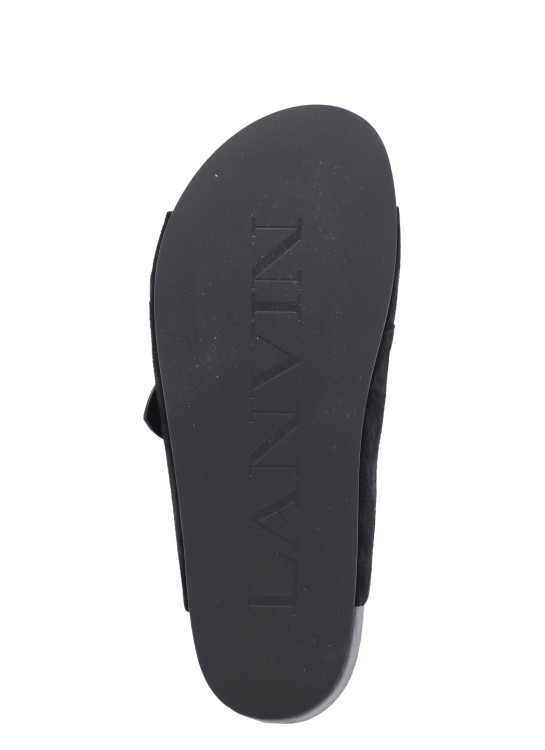 Shop Lanvin Black Suede Leather Slipper