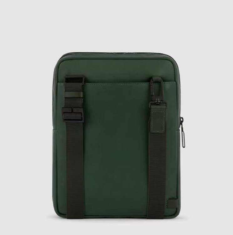 Shop Piquadro Green Leather Shoulder Bag In Black