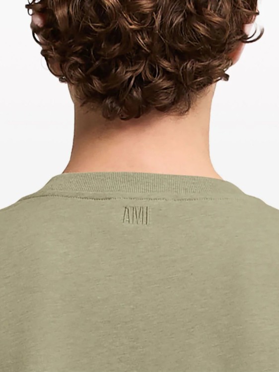 Shop Ami Alexandre Mattiussi Logo-embroidered Organic Cotton T-shirt In Green