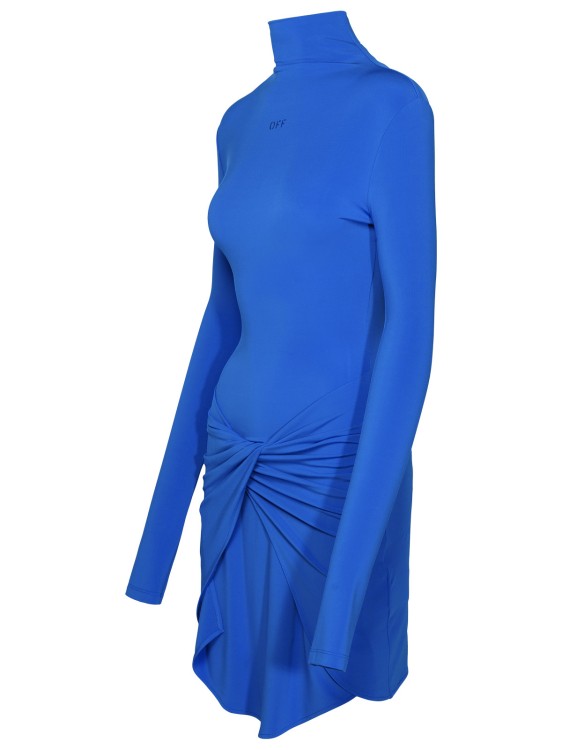 Shop Off-white Twist' Blue Viscose Dress